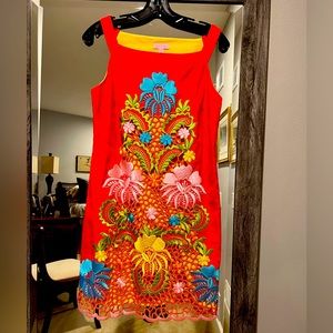 Lilly Pulitzer embroidered dress with cutouts. Size 6